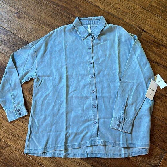 NWT RVCA lightweight denim button up shirt - Picture 2 of 13